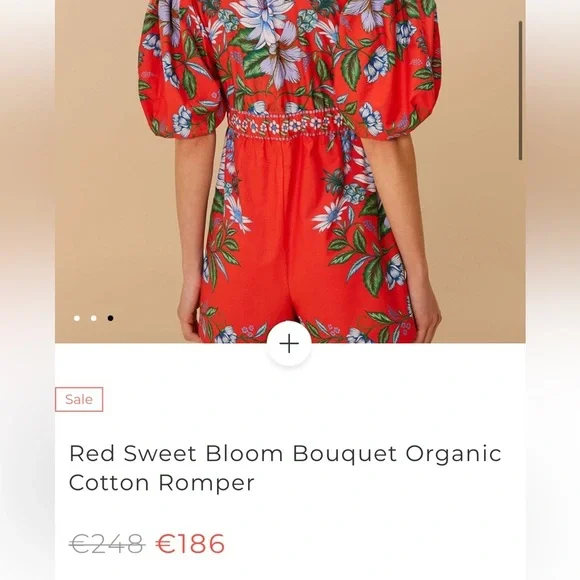 Farm Rio: Red Sweet Bloom Bouquet Organic
Cotton Romper / Mini Dress - Picture 11 of 11